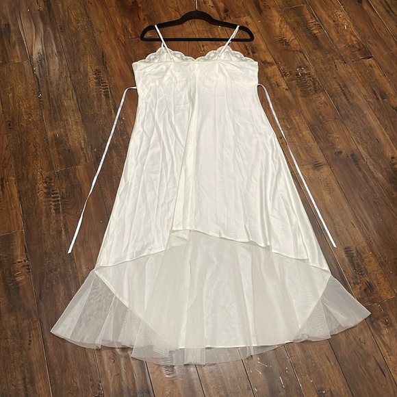 Flora Satin Nightgown Slip Dress Lace Mesh Bridal Feminine Casual Midi Romantic - Picture 15 of 15